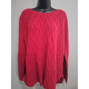 Sonoma Shirt XL Red Cable Knit Sweater Classic Warm Cozy Ladies Top